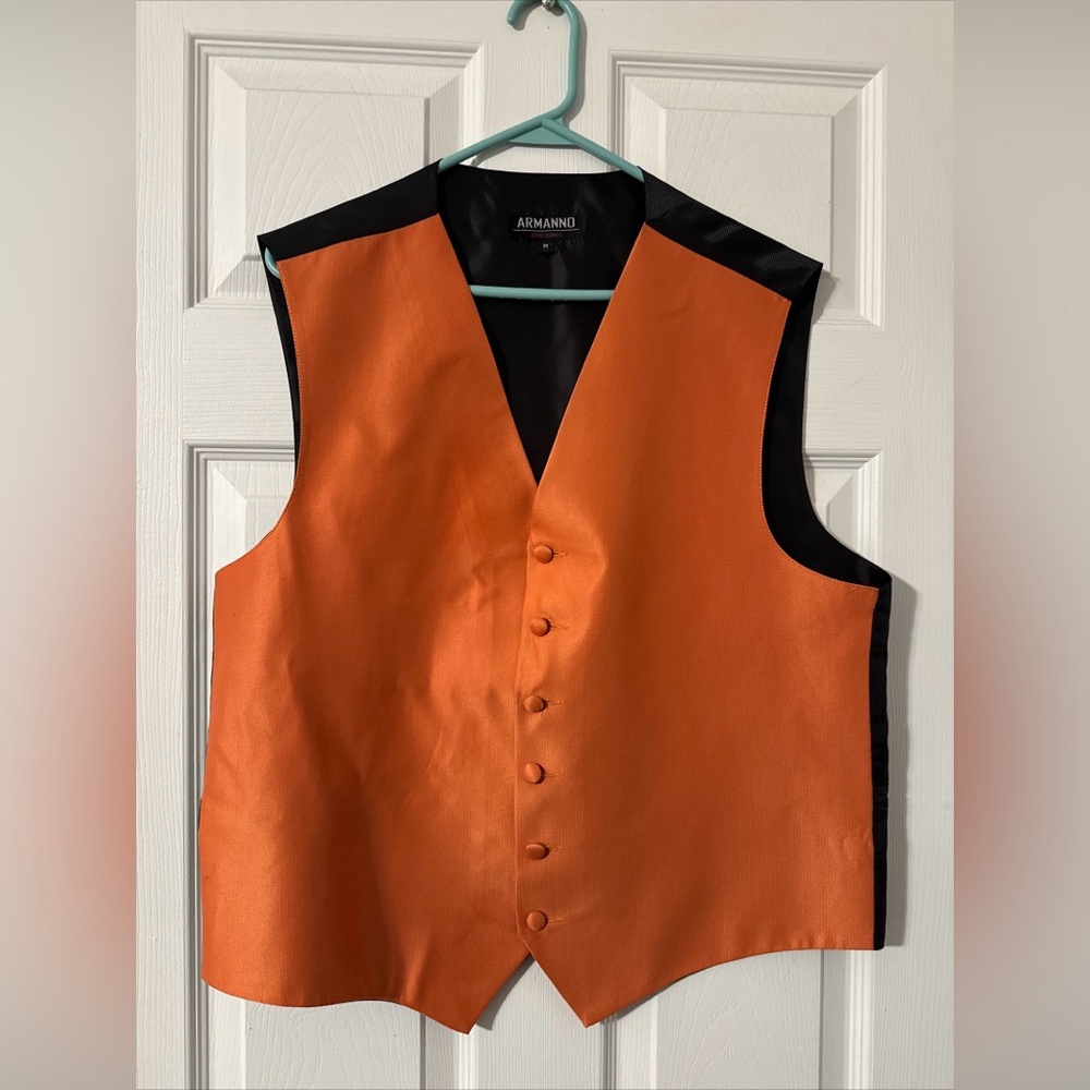 Armanno Men's Orange Formal Vest